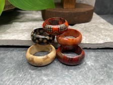 5 PC 16-19mm Wood Ethnic Stackable Finger Knuckle Joint Boho Ring Set New B5129