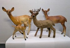 Vintage Celluloid Hard Plastic Deer Figurines Lot of 4 Hong Kong