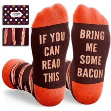 Funny Food Socks, Pickle, Bacon, Novelty Gift, Men, Women, Food Lover, Crew