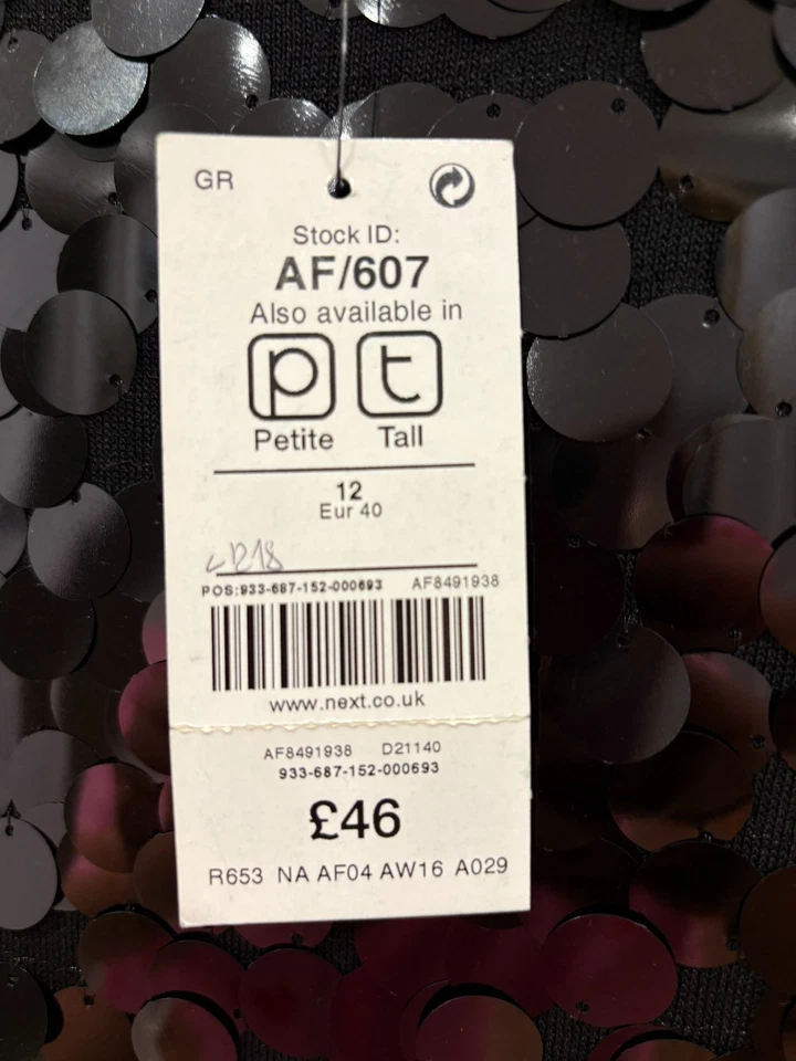 BNWT NEXT Black Sequin Top Size 12 - Image 3 of 4