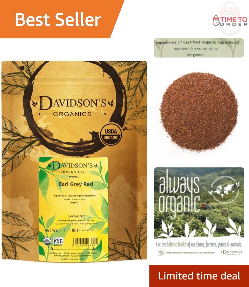 Bulk Organic Earl Grey Red 16oz Loose Leaf Caffeine-free Roo