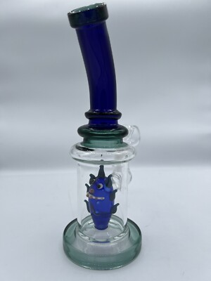 7'' Blue Monster Bong Thick Glass Happy Animated Spike Tobacco Bowl Percolator