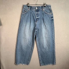 Oak + Fort Womens High-Waisted Organic Cotton Pleated Wide-Leg Jeans Size 27