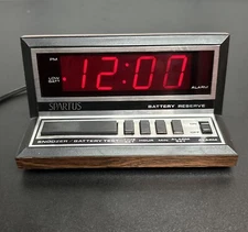 Vintage SPARTUS Digital Red LED Alarm Clock Faux Wood MCM Model No. 1140 WORKS