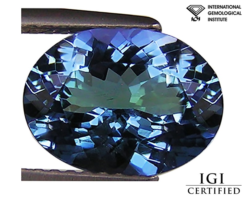 2.89 Ct IGI Certified A+ Natural D Block Tanzanite Violet Blue Oval Cut
