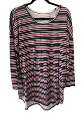 Victorias Secret Signature Super Soft Sleepshirt Size XL Long Sleeve Stripe Cozy