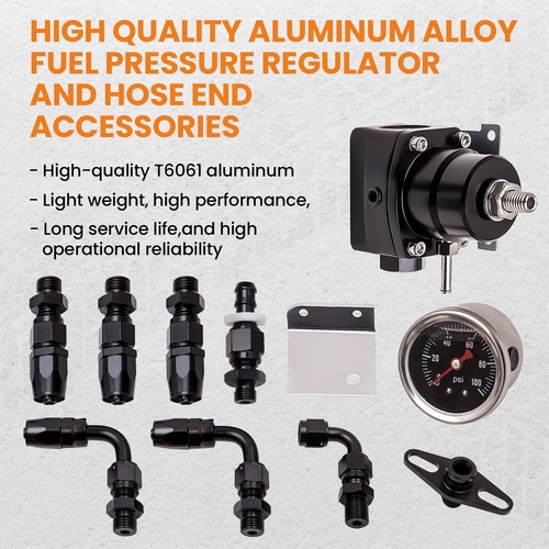 6AN AN6 Adjustable Fuel Pressure Regulator Kit With 300-800 hp 0-100PSI - Picture 5 of 12