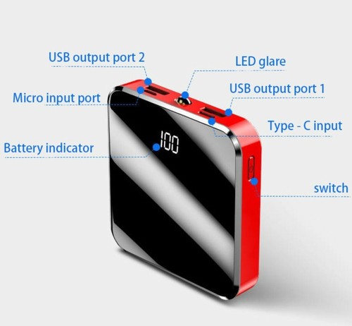 MINI Power Bank 20000mah Portable Batterie Externe Chargeur Type C Micro USB - Zdjęcie 6 z 6