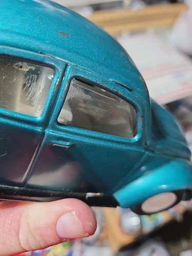 Vtg TONKA 1960'S Pressed Steel Volkswagen VW Beetle Bug 1:18 ? BLUE-GREEN - Picture 15 of 24