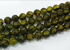 6/8/10/12mm Yellow Dragon Veins Agate Gemstone Round Loose Beads 15'' Strand