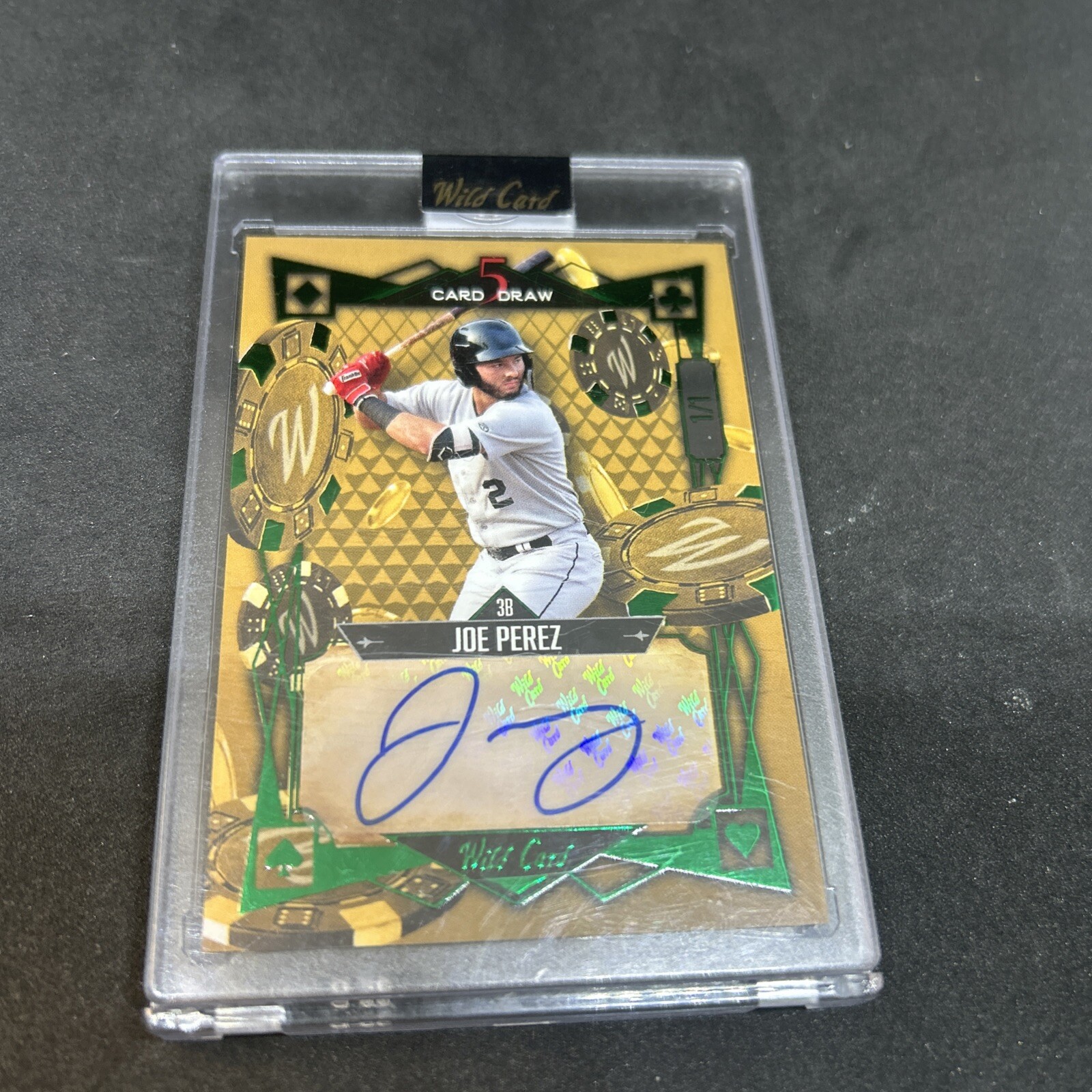2023 Wild Card 5 Card Draw Green Foil #5CDM-35 Joe Perez 1/1 Authentic