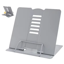 Metal Book Stand - Adjustable Holder for Reading Full Grey