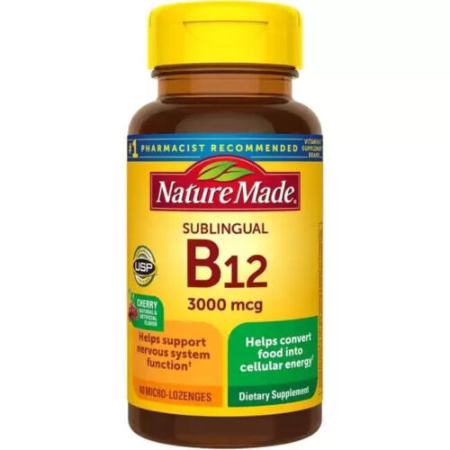 Nature Made Vitamin B12 Sublingual 3000 mcg 40 Lozenges Fast Dissolve Tablets