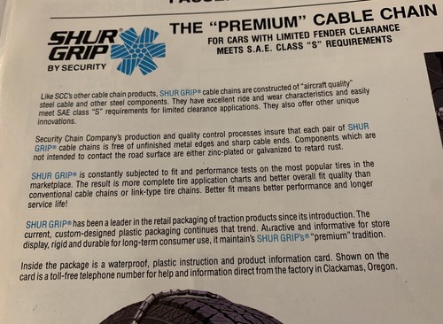 NEW *USA* CABLE CHAINS P255/45R18 P255/45R19 P245/40R20 P255/40R19 P235 ...