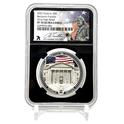 2021 Benjamin Franklin 1oz Silver Coin NGC PF70 7k Miles Standish