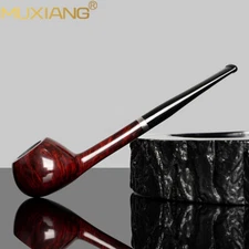 MUXIANG Handmade Briar Tobacco Pipe Wooden Smooth Canadian Pipe Straight Stem
