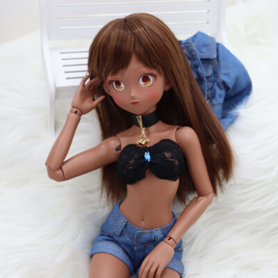 1/4 BJD Girl Resin Ball Jointed Doll Cartoon Eyes Full Set Clothes Makeup Wig