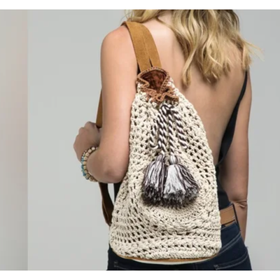 NWT Crocheted Boho Bucket Bag Backpack by Ruggine- FREE  display picture 3