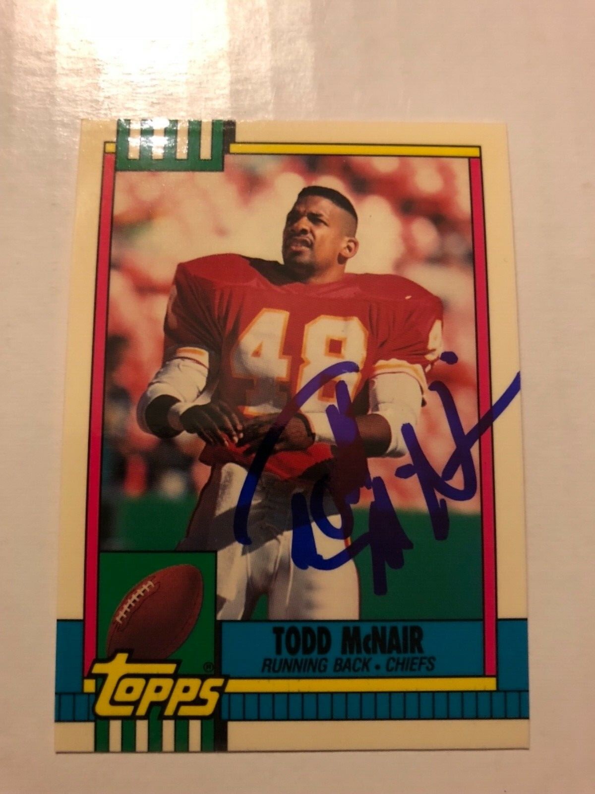 Kansas City Chiefs TODD MCNAIR Signed Card