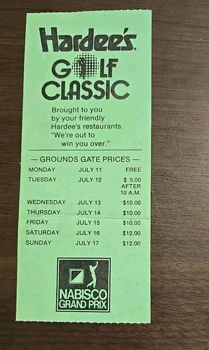 Hardee's Golf Classic 1988 Ticket Stub Oakwood Country Club - Picture 2 of 3