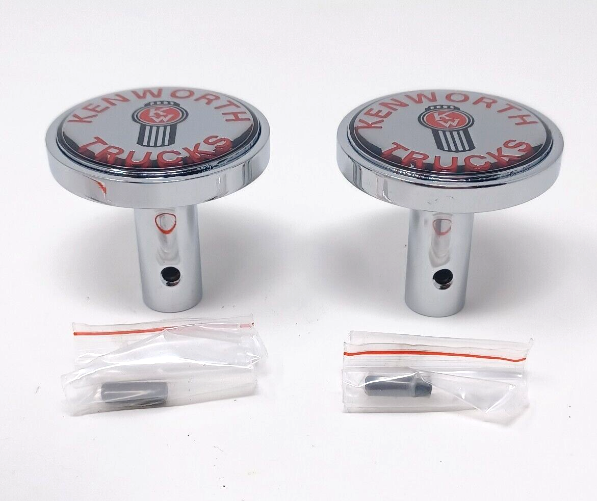 Kenworth Air Valve Knob Chrome Tractor Trailer Set w/ metal emblems PIN