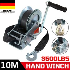 Profi Seilwinde Handwinde mit Gurtband 10Meter 3500LBS für PKW Anhänger Trailer