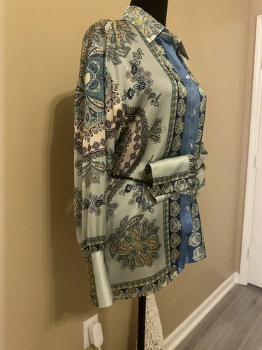 ZARA TIE DYE BUTTON DOWN SHIRT BLUE SIZE XS - Picture 5 of 5