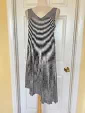 SAKS FIFTH AVENUE striped linen dress size M nautical