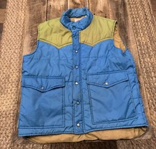 Vtg 80s Vest Blue/green Fashioned Sportwear Puffer Retro Ski Hipster Size XL