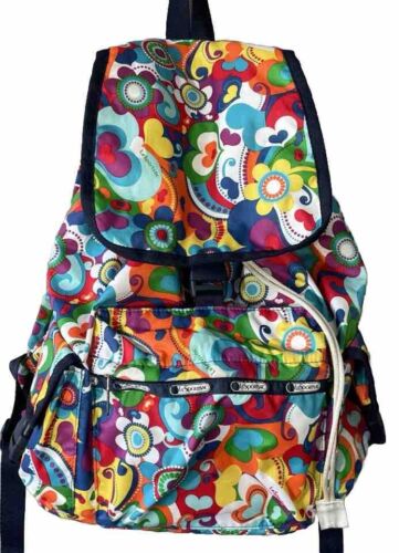LeSportSac Voyager Sporty Backpack Large 14x13 Hearts & Flowers Multicolor - Picture 1 of 13