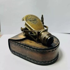Brass Spyglass Telescope Antique Finish 4" w/ Leather Box Nautical Gift Decor