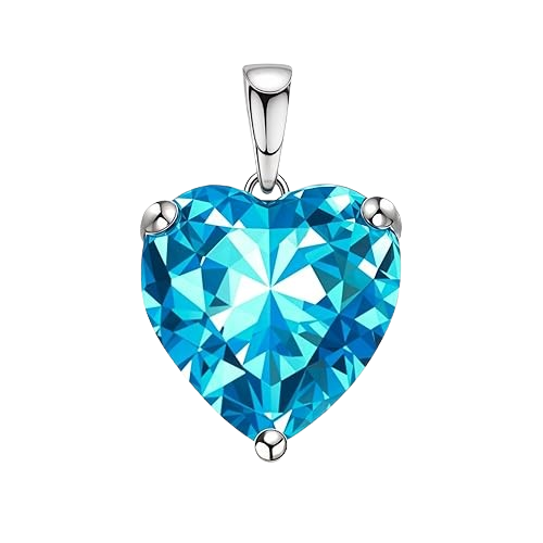 925 Sterling Silver Blue Zirconia Heart Locket 9mm Solitaire Pendant