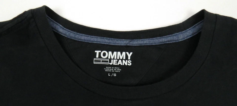 Tommy Hilfiger Jeans Deletrear Bandera Negra Para Hombre Cuello Redondo Manga Larga Camiseta L Foto 2 de 4