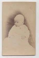 ANTIQUE CDV C. 1880s CRAMER BABY IN WHITE DRESS SIDE-PROFILE ST. LOUIS MISSOURI