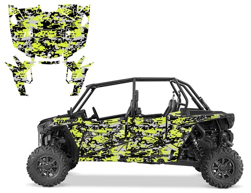 Polaris RZR 4 XP 2019-22, kit de calcomanías gráficas Turbo S negro sobre negro camuflaje digital - Imagen 2 de 12