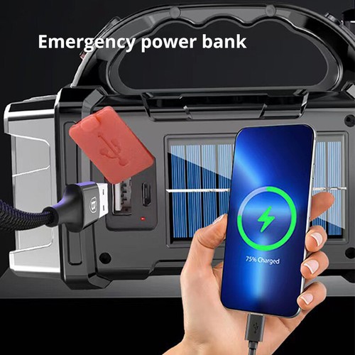 Solar Rechargeable LED Flashlight Power Camping Tent Light Torch Lantern Lamp - Picture 7 of 23