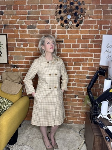 Vintage Double-Breasted Womens Trench Coat Belted Waist Gold toned Buttons Sz M - Picture 2 of 10