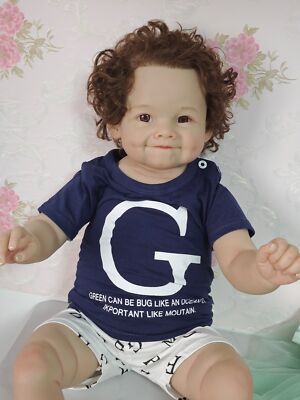 28in Finished Reborn Baby Doll Lifelike Cute Toddler Hand-Rooted