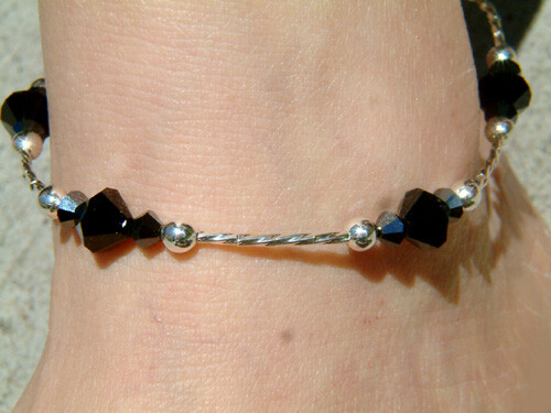 Nero IN Swarovski Cristallo ~ Spiaggia Nozze Gioielli Argento Sterling - Foto 3 di 6