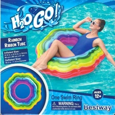 Bestway H2OGO!  Rainbow Ribbon Swimming Pool 42" Floating Tube - Ages 12+  NWT