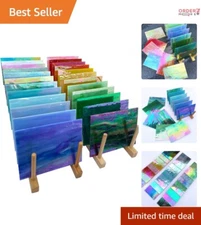 Vibrant 24-Piece Iridescent Stained Glass Sheets - Ideal for Mosaic Art Projects