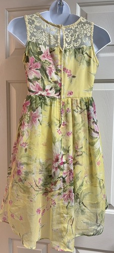 Ally B Girl's Yellow Floral High Low Short /Jumpsuit Designer Dress Size: 10 - Picture 2 of 12