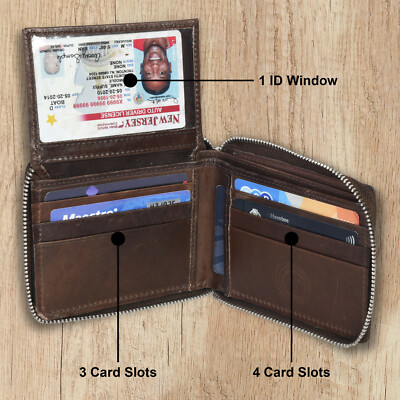 ⭐️⭐️ Hunter genuine leather all around zipper wallet - rough tough look
