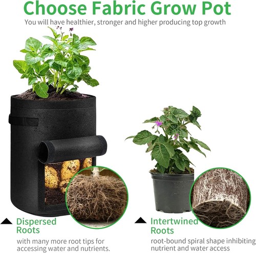 4-Pack 10 Gallon Potato Grow Bags with Harvest Flap - Picture 2 of 9