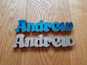 Details About Andrew Mirrored Metal Name Signs For Birthday Desk Bedroom Den Man Cave Etc