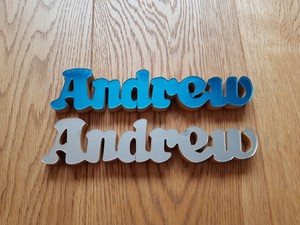 Details About Andrew Mirrored Metal Name Signs For Birthday Desk Bedroom Den Man Cave Etc