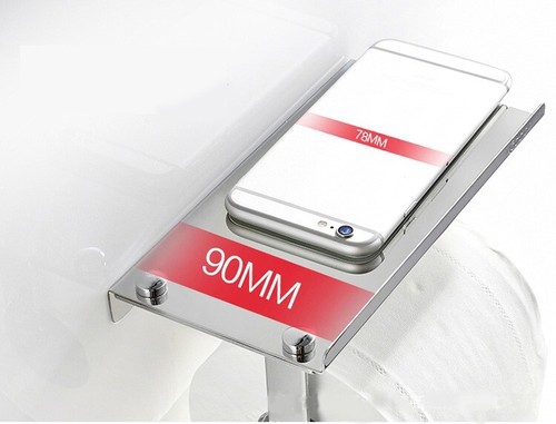 Toilet Paper Holder with Phone Storage Shelf Stainless Steel Bathroom Holder New - Picture 6 of 7