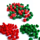 Glitter Tinsel Pom Poms 13mm Red Green or Mixed Xmas Pompoms 50 to 500 pack