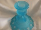 Vtg.Westmoreland frosted light blue satin Doric open lace candlestick holder — photo 5
