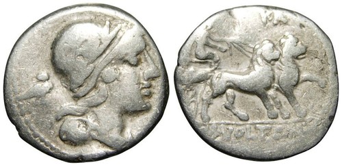 Roman Republic M. Volteius AR Denarius (78 BC), Gens Volteia
